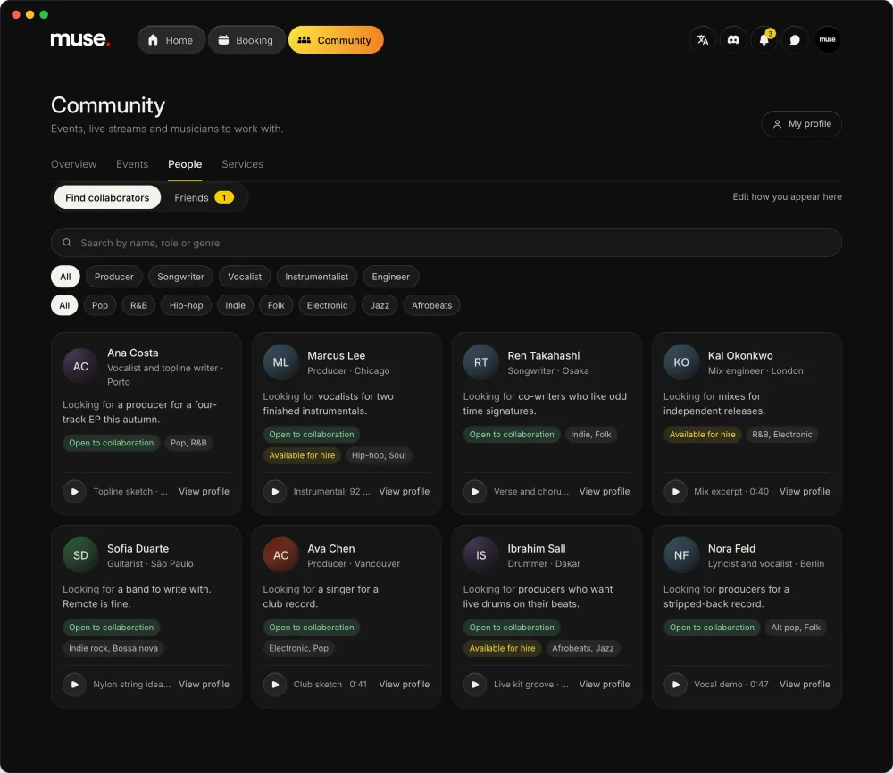 Find collaborators with the Muse community